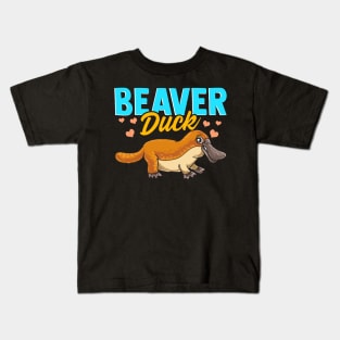 Beaver Duck Platypus Pun Cute Duck Billed Platypus Kids T-Shirt